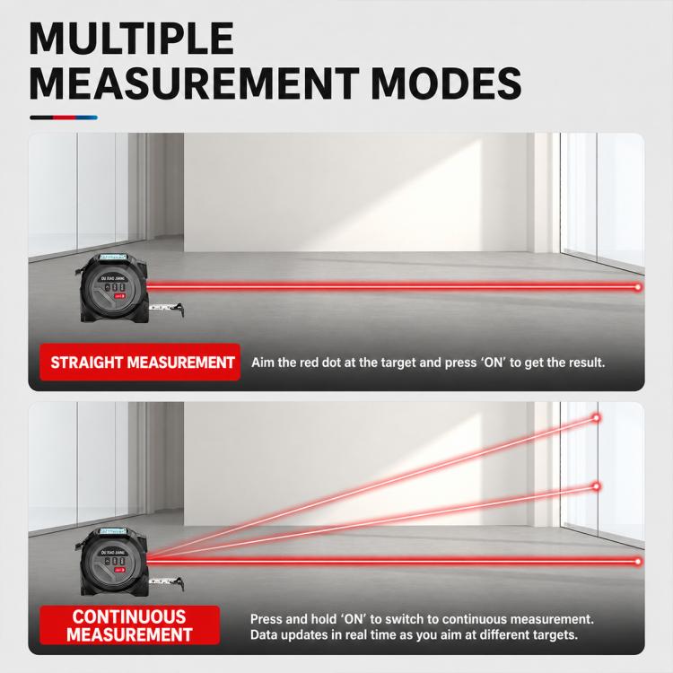 OUXIAOJIANG 3 in 1 High-Precision Handheld Cross Line Laser Rangefinder Digital Tape Measure, 40m, 60m
