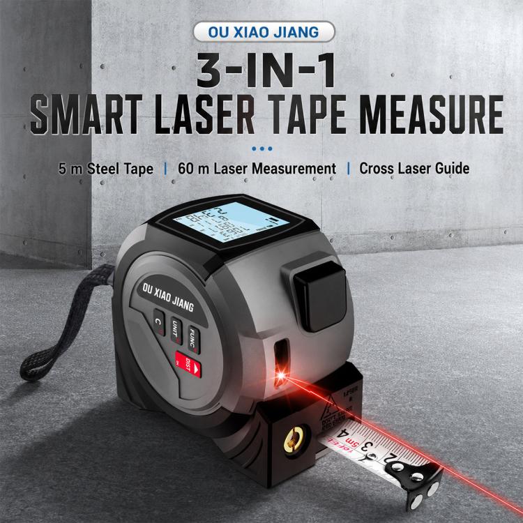 OUXIAOJIANG 3 in 1 High-Precision Handheld Cross Line Laser Rangefinder Digital Tape Measure, 40m, 60m