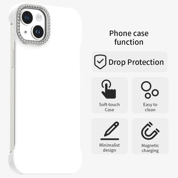 Candy Diamond Half-frame Frosted PC Hybrid TPU Phone Case, For iPhone 14 Plus, For iPhone 14, For iPhone 14 Pro