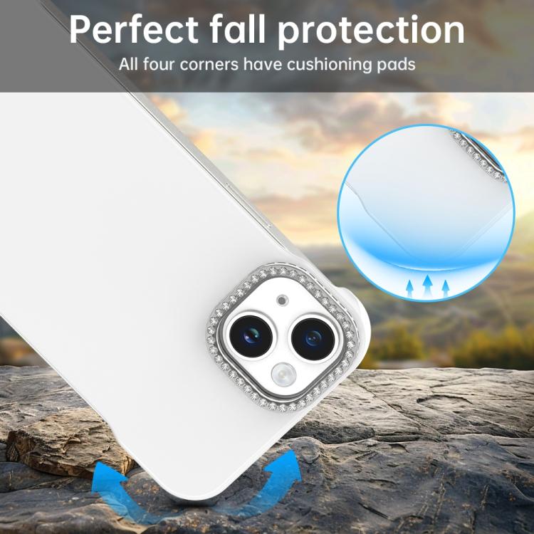 Candy Diamond Half-frame Frosted PC Hybrid TPU Phone Case, For iPhone 14 Plus, For iPhone 14, For iPhone 14 Pro