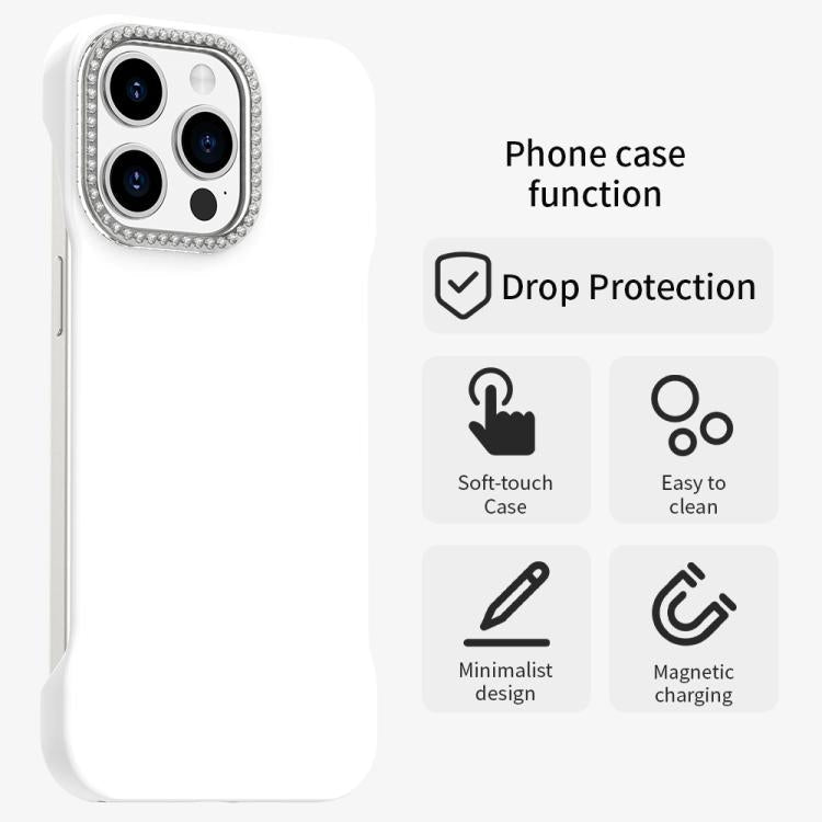 Candy Diamond Half-frame Frosted PC Hybrid TPU Phone Case, For iPhone 15 Pro, For iPhone 15 Plus, For iPhone 15