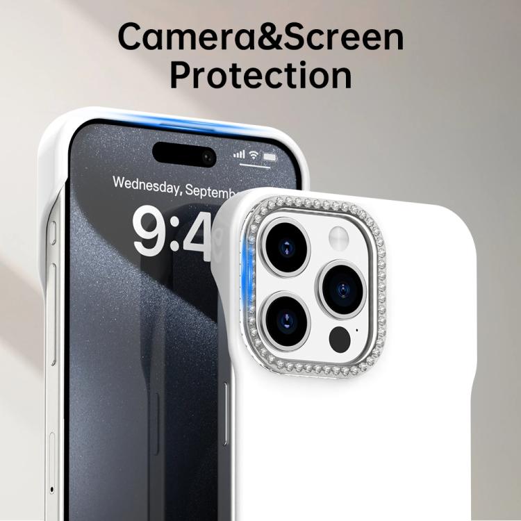 Candy Diamond Half-frame Frosted PC Hybrid TPU Phone Case, For iPhone 15 Pro, For iPhone 15 Plus, For iPhone 15