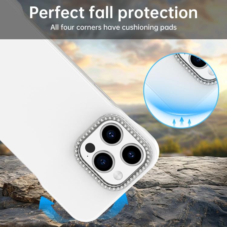 Candy Diamond Half-frame Frosted PC Hybrid TPU Phone Case, For iPhone 15 Pro, For iPhone 15 Plus, For iPhone 15
