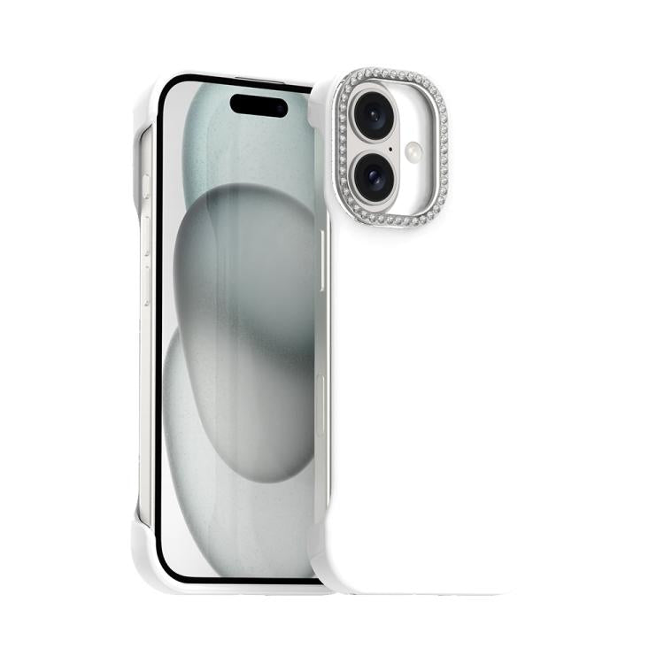 Candy Diamond Half-frame Frosted PC Hybrid TPU Phone Case, For iPhone 16 Plus, For iPhone 16, For iPhone 15 Pro Max