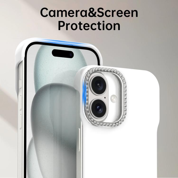 Candy Diamond Half-frame Frosted PC Hybrid TPU Phone Case, For iPhone 16 Plus, For iPhone 16, For iPhone 15 Pro Max