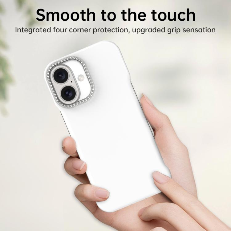 Candy Diamond Half-frame Frosted PC Hybrid TPU Phone Case, For iPhone 16 Plus, For iPhone 16, For iPhone 15 Pro Max