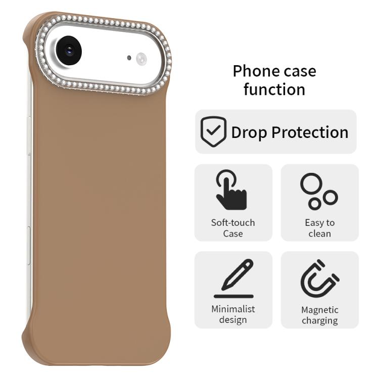 Candy Diamond Half-frame Frosted PC Hybrid TPU Phone Case, For iPhone Air, For iPhone 16 Pro Max, For iPhone 16 Pro