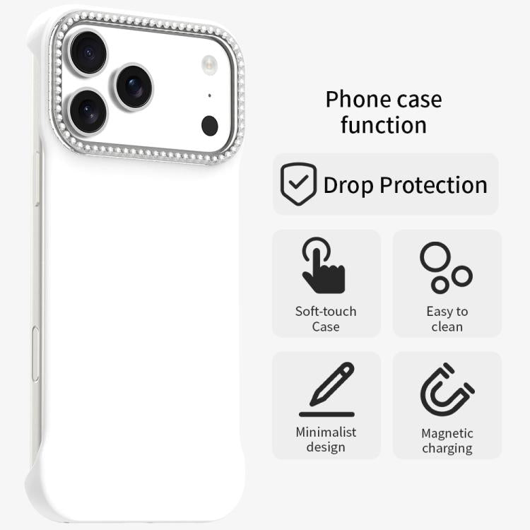 Candy Diamond Half-frame Frosted PC Hybrid TPU Phone Case, For iPhone 17 Pro Max, For iPhone 17 Pro, For iPhone 17