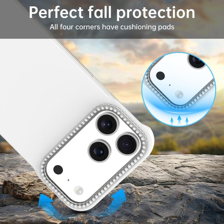 Candy Diamond Half-frame Frosted PC Hybrid TPU Phone Case, For iPhone 17 Pro Max, For iPhone 17 Pro, For iPhone 17