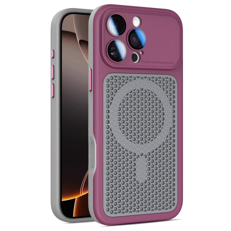 Armor Shield Mesh Cooling Magnetic Phone Case with Lens Film, For iPhone 16 Pro, For iPhone 16 Plus, For iPhone 16, For iPhone 15 Pro Max