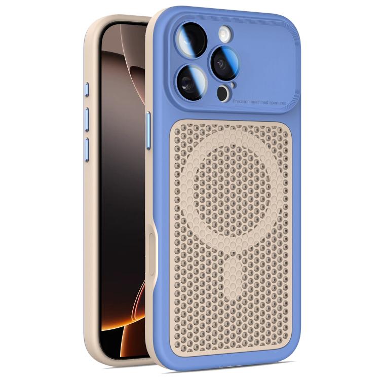 Armor Shield Mesh Cooling Magnetic Phone Case with Lens Film, For iPhone 16 Pro, For iPhone 16 Plus, For iPhone 16, For iPhone 15 Pro Max