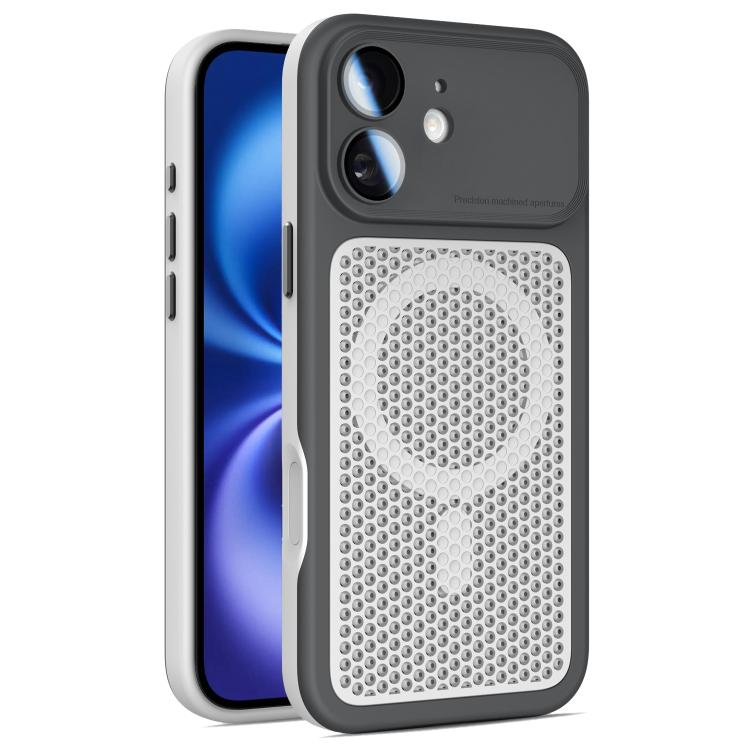 Armor Shield Mesh Cooling Magnetic Phone Case with Lens Film, For iPhone 16 Pro, For iPhone 16 Plus, For iPhone 16, For iPhone 15 Pro Max