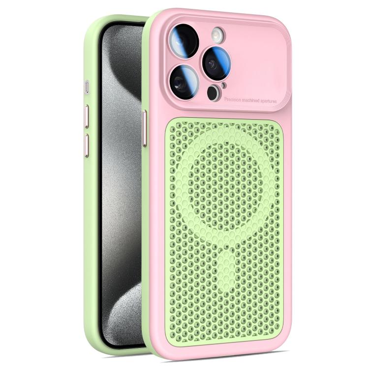 Armor Shield Mesh Cooling Magnetic Phone Case with Lens Film, For iPhone 16 Pro, For iPhone 16 Plus, For iPhone 16, For iPhone 15 Pro Max