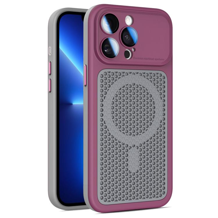 Armor Shield Mesh Cooling Magnetic Phone Case with Lens Film, For iPhone 14 Pro, For iPhone 14 Pro Max, For iPhone 13 Pro Max, For iPhone 13 Pro