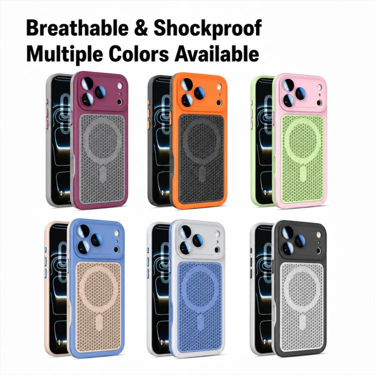 Armor Shield Mesh Cooling Magnetic Phone Case with Lens Film, For iPhone 14 Pro, For iPhone 14 Pro Max, For iPhone 13 Pro Max, For iPhone 13 Pro