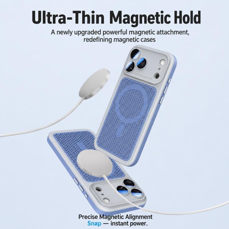 Armor Shield Mesh Cooling Magnetic Phone Case with Lens Film, For iPhone 16 Pro, For iPhone 16 Plus, For iPhone 16, For iPhone 15 Pro Max