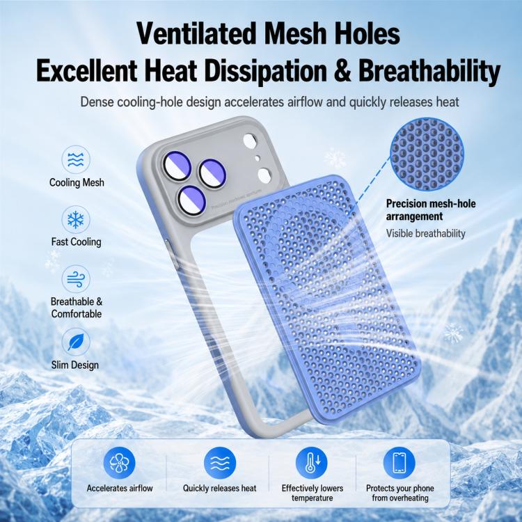 Armor Shield Mesh Cooling Magnetic Phone Case with Lens Film, For iPhone 15 Pro, For iPhone 15 Plus / 14 Plus, For iPhone 15, For iPhone 14 / 13