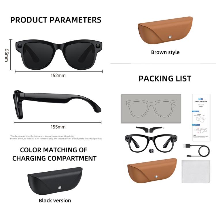M02X Pro Max Smart AI Glasses with 8MP HD Camera, Video Recording WiFi Transmission Al Smart Voice Assistant, Sunglasses + Anti Blue Light Lens, Gradient Lenses