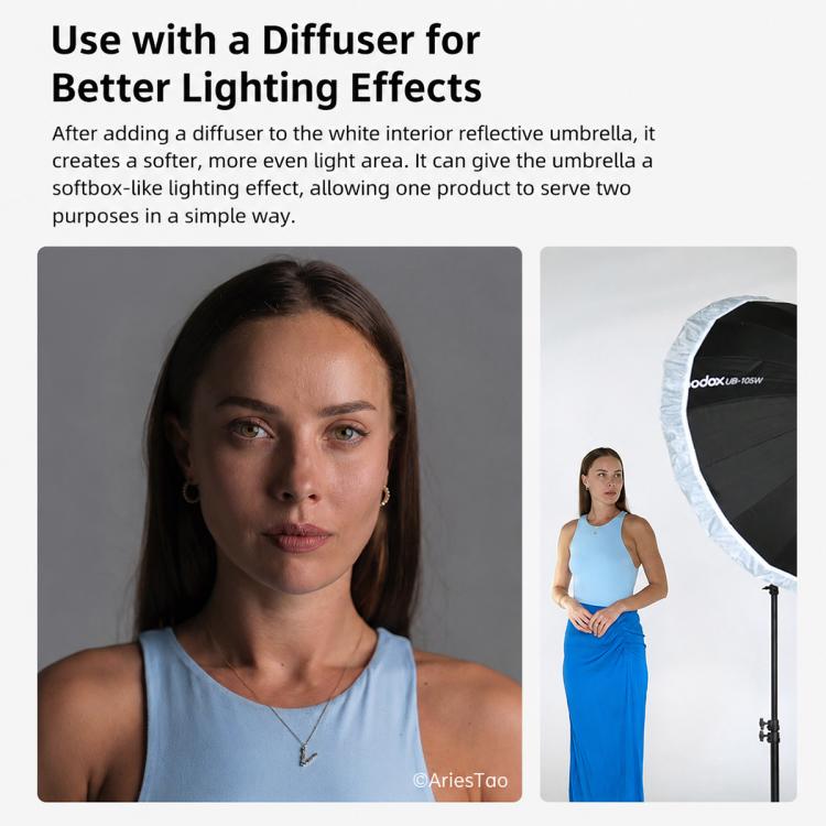 Godox Photography Studio Reflector Diffuser, DPU-85T Reflect Umbrella Sotfbox, DPU-105T Reflect Umbrella Sotfbox, DPU-130T Reflect Umbrella Sotfbox, DPU-165T Reflect Umbrella Sotfbox, DPU-85BS Black Silver Softbox Reflector                             ...