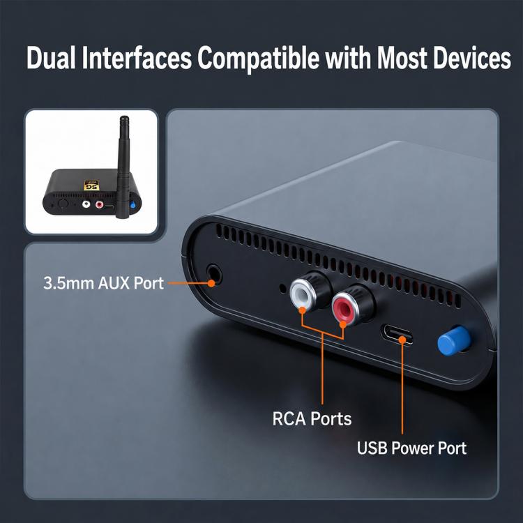 AU5810 5.8GHz Wireless Audio Transmitter and Receiver Kit, Support 100m Transmission