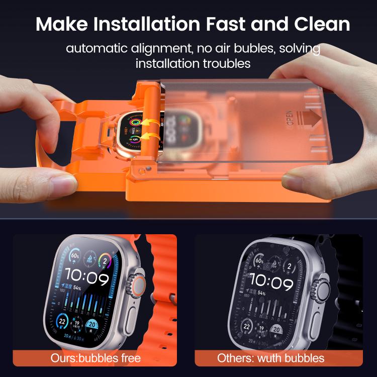 2pcs Easy Install Box Dust-Free Screen-printed Tempered Glass Film, For Apple Watch Series 6 / 5 / 4 / SE 44mm, For Apple Watch Series 6 / 5 / 4 / SE 40mm, For Apple Watch Series 11 / 10 46mm, For Apple Watch Series 11 / 10 42mm                        ...