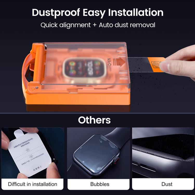 2pcs Easy Install Box Dust-Free Screen-printed Tempered Glass Film, For Apple Watch Series 6 / 5 / 4 / SE 44mm, For Apple Watch Series 6 / 5 / 4 / SE 40mm, For Apple Watch Series 11 / 10 46mm, For Apple Watch Series 11 / 10 42mm                        ...