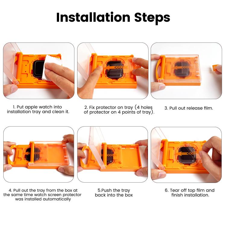 2pcs Easy Install Box Dust-Free Screen-printed Tempered Glass Film, For Apple Watch Series 6 / 5 / 4 / SE 44mm, For Apple Watch Series 6 / 5 / 4 / SE 40mm, For Apple Watch Series 11 / 10 46mm, For Apple Watch Series 11 / 10 42mm                        ...