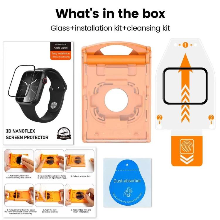 2pcs Easy Install Box Dust-Free Screen-printed Tempered Glass Film, For Apple Watch Series 6 / 5 / 4 / SE 44mm, For Apple Watch Series 6 / 5 / 4 / SE 40mm, For Apple Watch Series 11 / 10 46mm, For Apple Watch Series 11 / 10 42mm                        ...