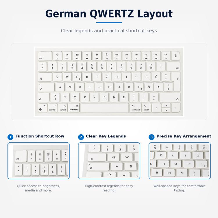 For MacBook A2438 A2439 A2449 A2450 A3118 A3203 Magic Keyboard 3 Magic Keyboard 4 Keycaps(White), German, French