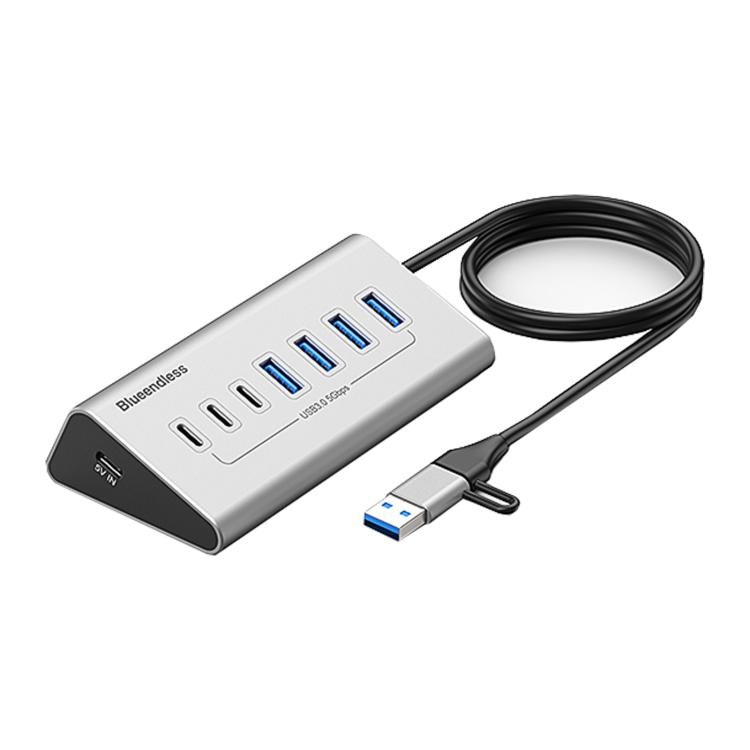 Blueendless Type-C / USB-C 2 in 1 Multifunctional HUB Docking Station US Plug, 7 Ports Hub, 10 Ports Hub