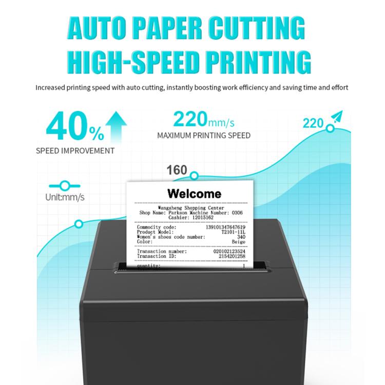 POS-8390 80mm Thermal Receipt Printer, US Plug, UK Plug, EU Plug, AU Plug