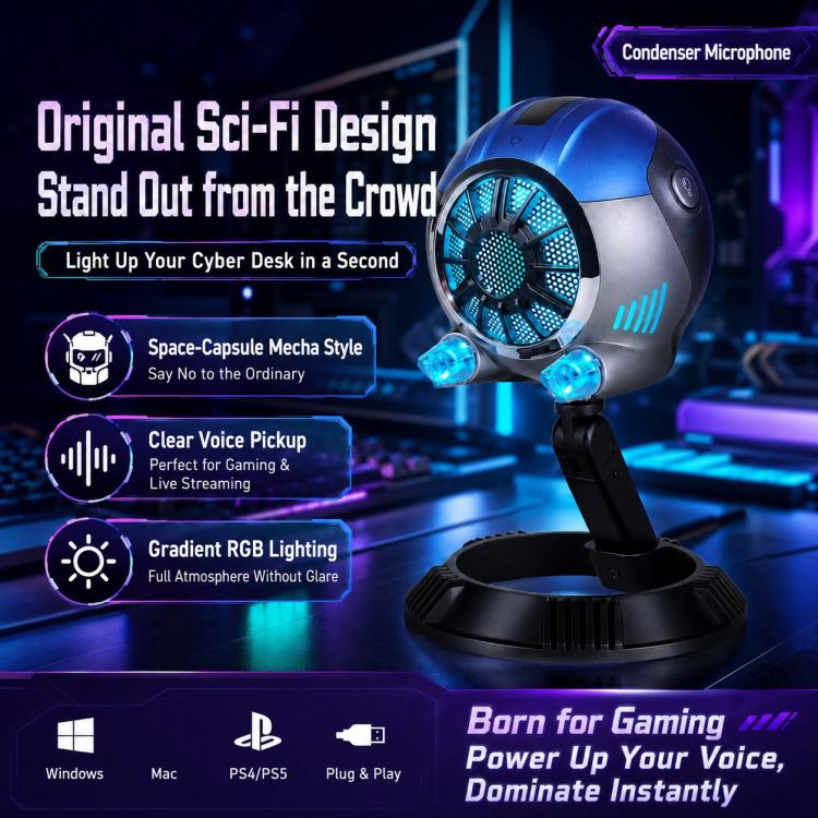 DJ-86 Cyberpunk-style Condenser Desktop Microphone, DJ-86