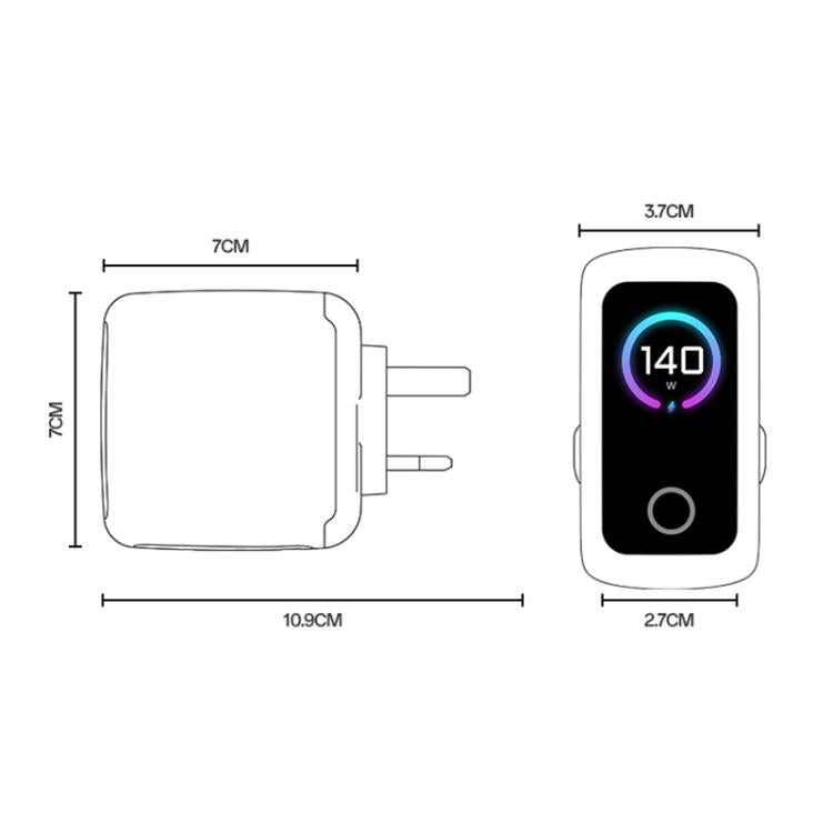 Yesido YC158 140W Dynamic Digital Display Charger, YC158 UK Plug