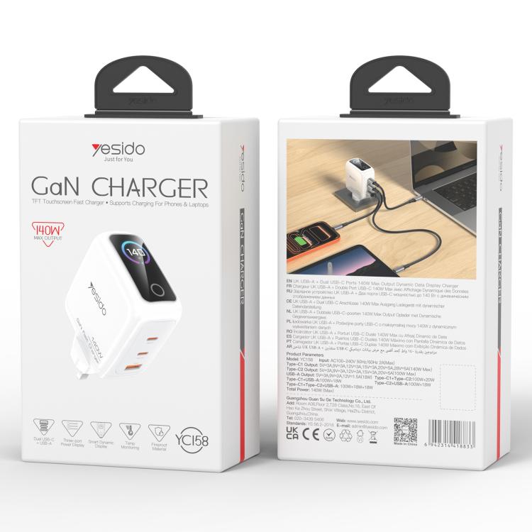 Yesido YC158 140W Dynamic Digital Display Charger, YC158 UK Plug