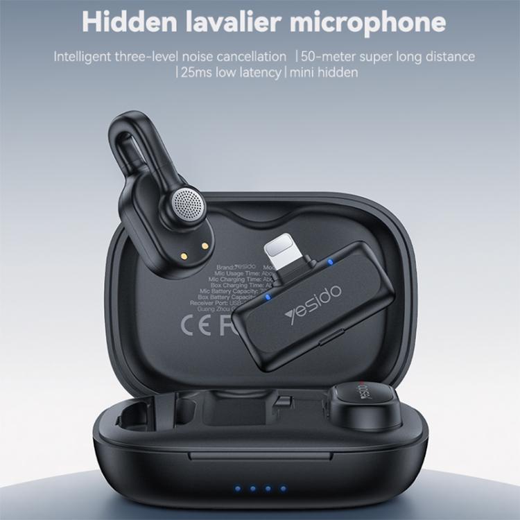 Yesido KR24 AI Noise Reduction Lavalier Microphone with 8 Pin Receiver, KR24