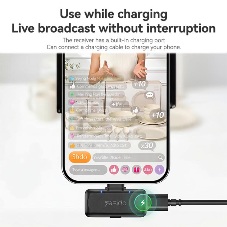 Yesido KR24 AI Noise Reduction Lavalier Microphone with 8 Pin Receiver, KR24