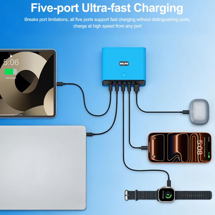 RELIFE Q8 165W GaN Intelligent Multi-Port Digital Display Charger, EU Plug, AU Plug, UK Plug, US Plug