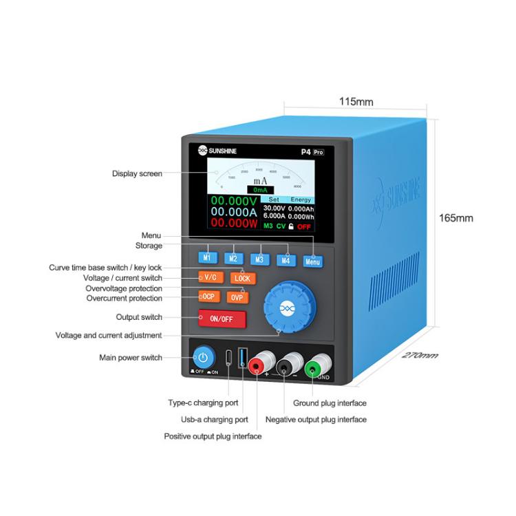 SUNSHINE P4 Pro 30V / 6A Smart DC Regulated Power Supply, AU Plug, EU Plug, UK Plug, US Plug