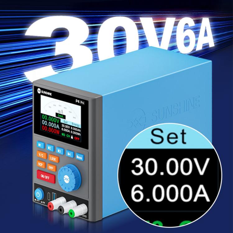 SUNSHINE P4 Pro 30V / 6A Smart DC Regulated Power Supply, AU Plug, EU Plug, UK Plug, US Plug