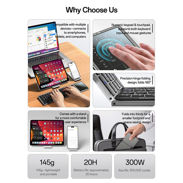 Yesido KB49 Wireless Three-fold Keyboard
