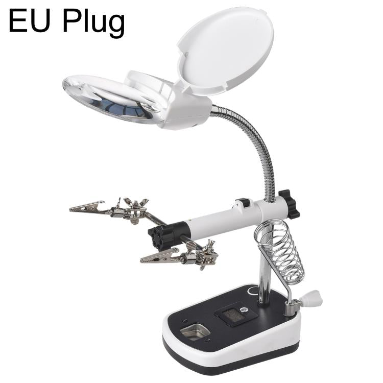 16090C Desktop Multifunctional Electric Iron Soldering Repair Magnifying Glass with LED Light, EU Plug, US Plug
