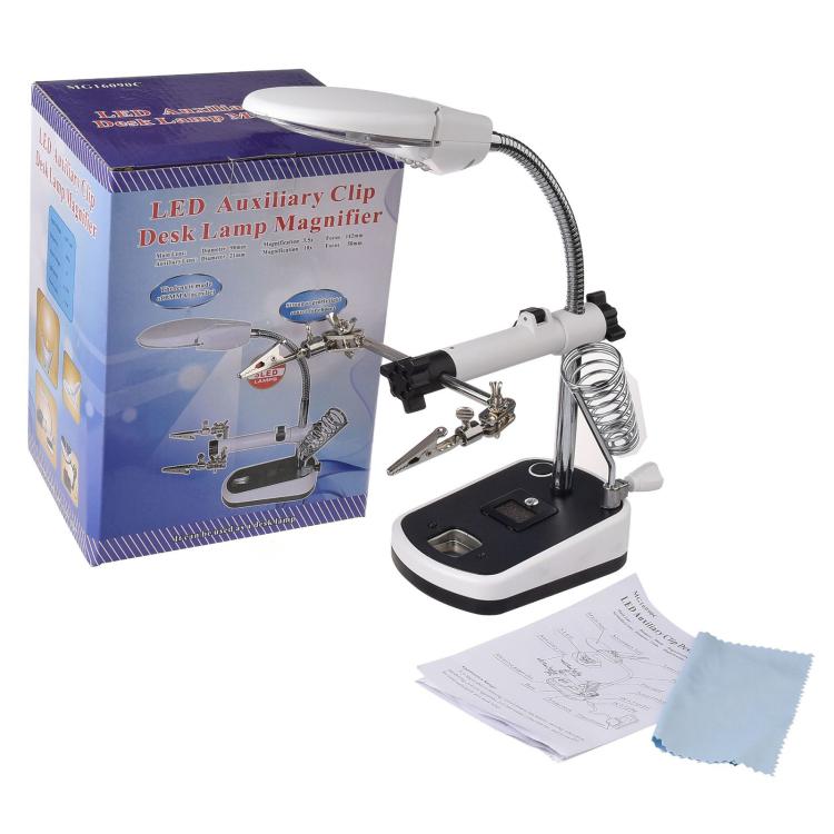 16090C Desktop Multifunctional Electric Iron Soldering Repair Magnifying Glass with LED Light, EU Plug, US Plug