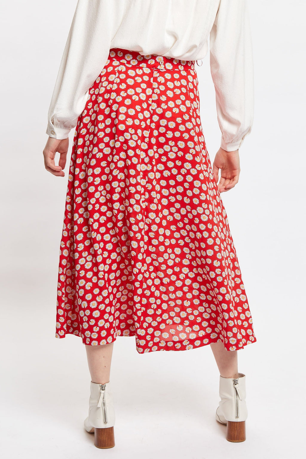 Louche Edie Daisy Dancer Midi Skirt - Red