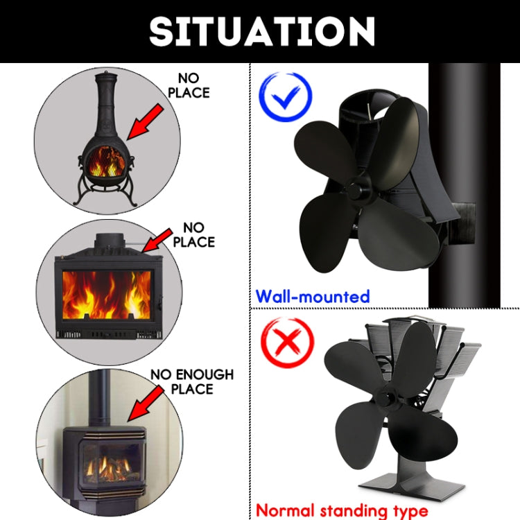 YL-105 4-Blade Aluminum Heat Powered Fireplace Stove Fan, YL-105 (Silver), YL-105(White), YL-105 (Black), YL-105 (Bronze), YL-105 (Grey), YL-105 (Gold), YL-105 (Rose Red)