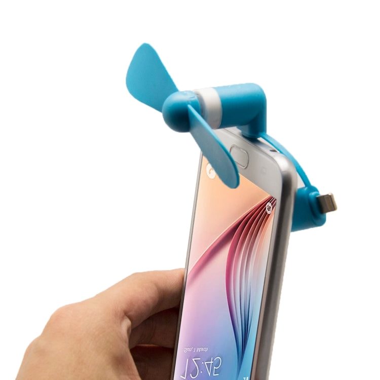 Fashion 8pin & Micro USB Ports Mini Fan with Two Leaves, For Mobile Phone with OTG Function & 8pin & Micro USB Ports(Blue)
