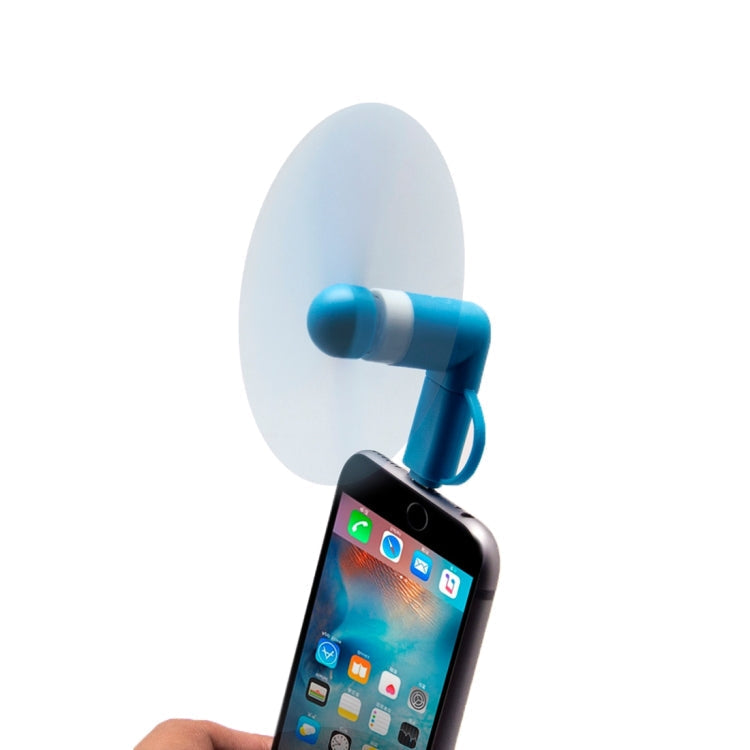 Fashion 8pin & Micro USB Ports Mini Fan with Two Leaves, For Mobile Phone with OTG Function & 8pin & Micro USB Ports(Blue)