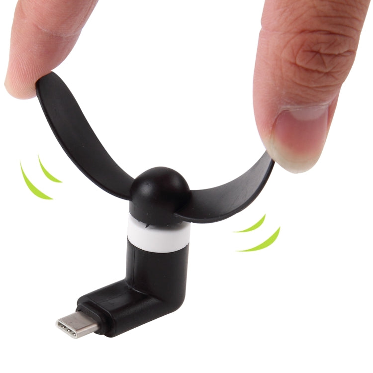 Fashion USB 3.1 Type-C Port Mini Fan with Two Leaves, For Mobile Phones with OTG Function(Black)