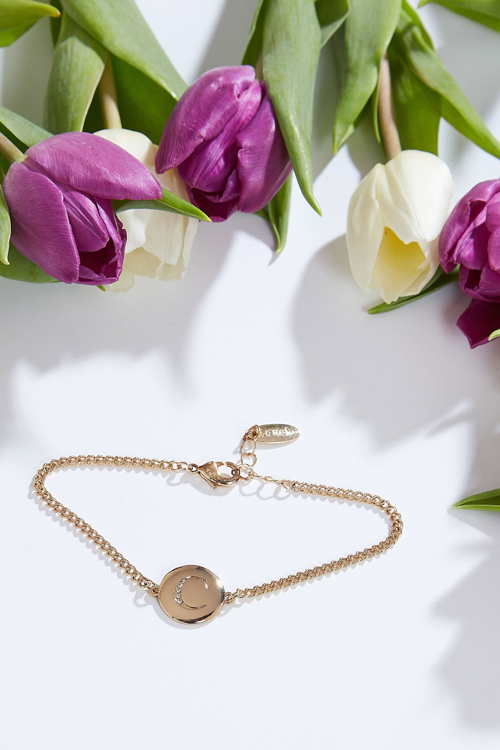 Louche Emily Personal Letter Disc Bracelet Gold