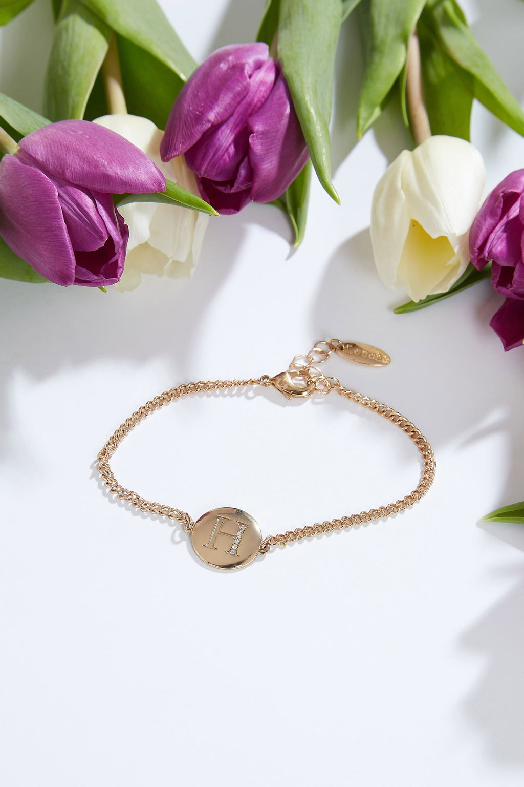 Louche Emily Personal Letter Disc Bracelet Gold