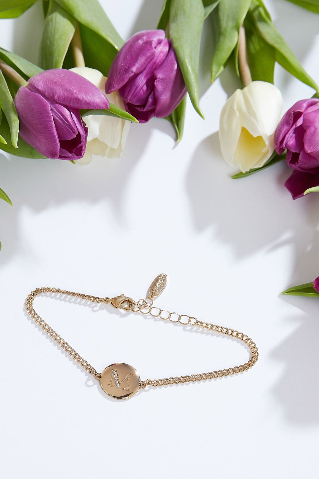 Louche Emily Personal Letter Disc Bracelet Gold
